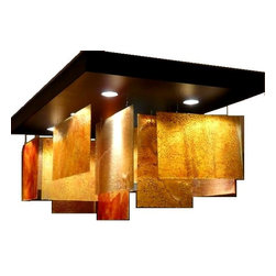 MODERN SQUARE FLUSH MOUNT CHANDELIER PLISSE`E   - by GALILEE LIGHTING - Lighting
