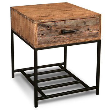 Atwood Rustic Distresses Solid Wood 1-Drawer End Table