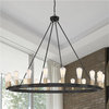 20 Light Candle Style Wagon Wheel Chandelier, Classic Black/Brass Dust