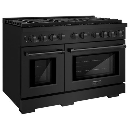 ZLINE 48 In. Freestanding Gas Range in Black Stainless Steel (SGRB-30)