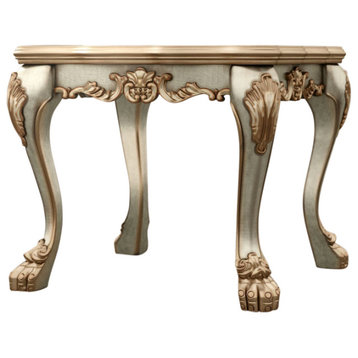 Dresden End Table, Gold Patina and Bone