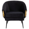 Claire Accent Chair, Black Steel, Black Velvet, Gold Steel Accents