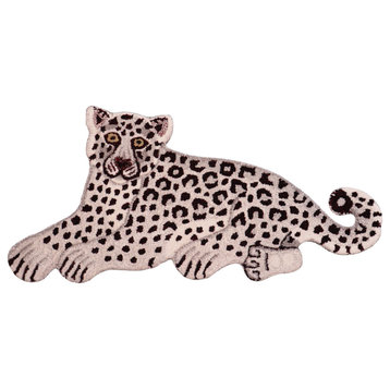 Contemporary Decorate Wild Snow Leopard Animal Design Area Rug - 1'6'' x 3'0''