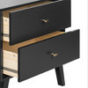 Home Square 2 Piece Mid Century Modern Nightstand Set with 2 Drawer in Black