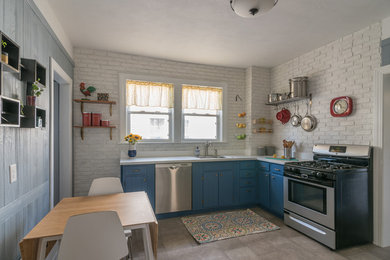 This is an example of a mediterranean kitchen in Boston.