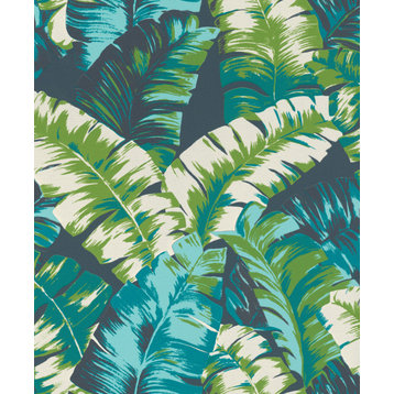 Pisang Navy Palm Leaf Wallpaper Bolt