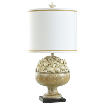 StyleCraft Poly Table Lamp With Distressed Beige Finish L332278DS