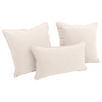 Solid Twill Throw Pillows With Inserts, 3-Piece Set, Natural