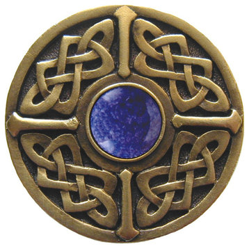 Notting Hill Celtic Jewel/Blue Sodalite Knob - Antique Brass