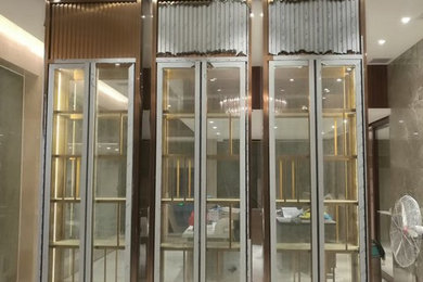 Displace Stainless Steel Gold 8K Mirror Sliding Glass Door Wine Cellar System