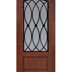 Single Door 80 Fiberglass La Salle Arch Lite Wrought Iron - Front Doors