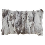 Saro Lifestyle - Poly Filled Rabbit Fur Throw Pillow, 12"x20", Grey - This gorgeous rabbit fur throw pillow will easily and perfectly blend with your existing decor. Featuring light, natural colors and a soft, fur cover, this pillow is perfect for both living room and bedroom decor. Grab a couple of them to create the perfectly cozy spot with a favorite throw blanket. A polyester filled insert is included.