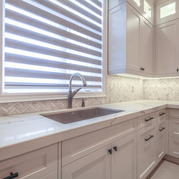 Modern Motorized zebra blinds in a great interior!