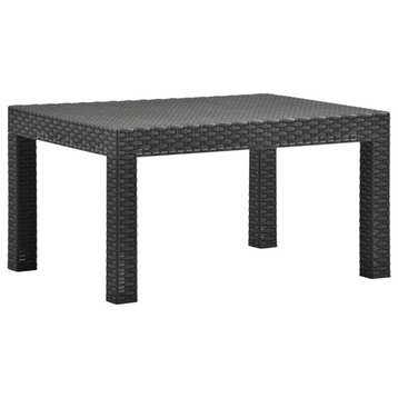 vidaXL Patio Table Outdoor Dining Table with Rattan Look Garden Table Anthracite