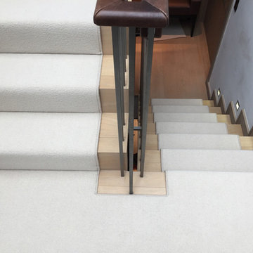 Installing White Carpet to Stairs as a Runner