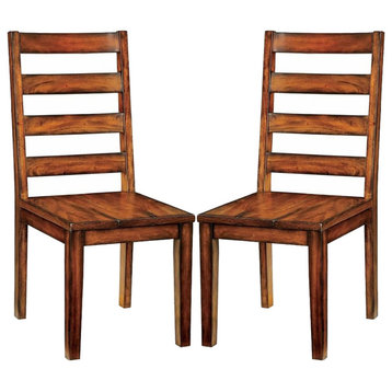 Set of 2 Dining Side Chair, Oak Finish