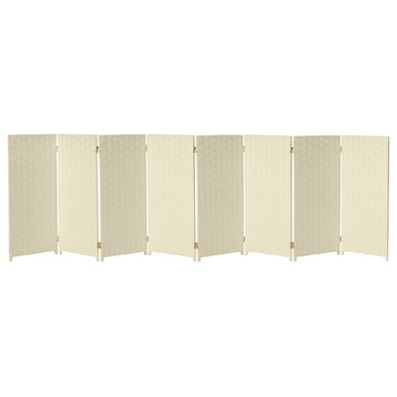 3 ft. Short Woven Fiber Room Divider 8 Panel Cream