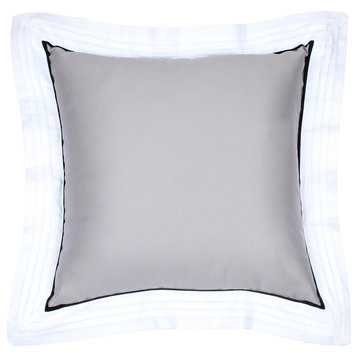 Sateen Light Gray Pintuck Flange Pillow Cover