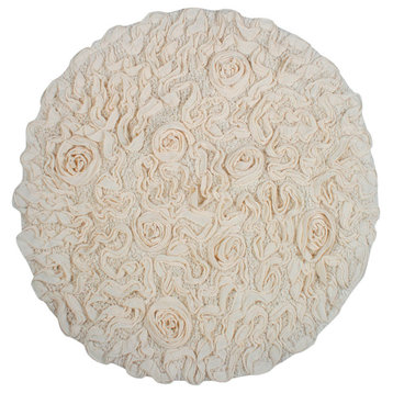 Bellflower Collection Cotton Bath Rug 22" Round, Ivory