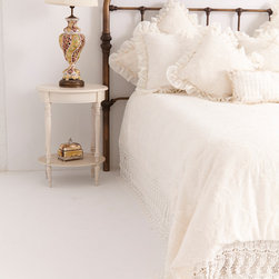 Ivory Castle Reverse Look is Embroidered Floral Design Linen with Venetian Lace - Products