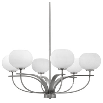 Cavella 6-Light Chandelier, Graphite, 7" White Muslin Glass