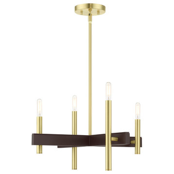 Satin Brass Mid Century Modern, Urban, Scandinavian, Minimal Chandelier