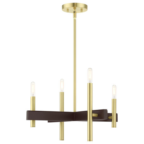 Satin Brass Mid Century Modern, Urban, Scandinavian, Minimal Chandelier