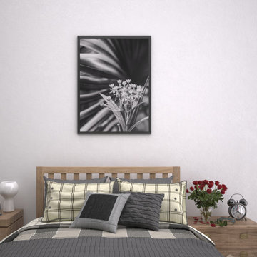 Bloodflowers & Palm Black & White Floral Nature Photo Canvas Wall Art Print
