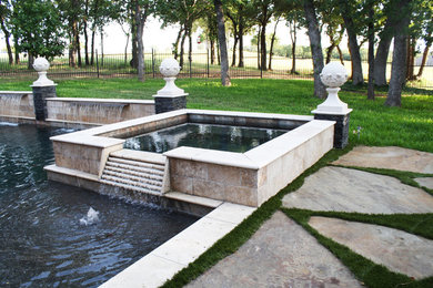 Hot tub - backyard rectangular hot tub idea in Dallas
