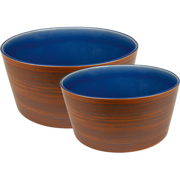 Pure Nature Blue Set of 2 Small & Medium Serving Bowls (1 each)