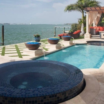 Florida Residence Waterline, Spa, and Fountain Glass Tile