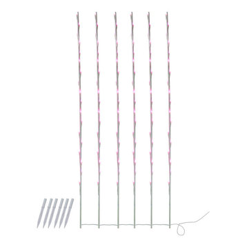 LED Lit White Branch Patio/Garden Novelty Christmas Lights Stakes, Pink Set of 6
