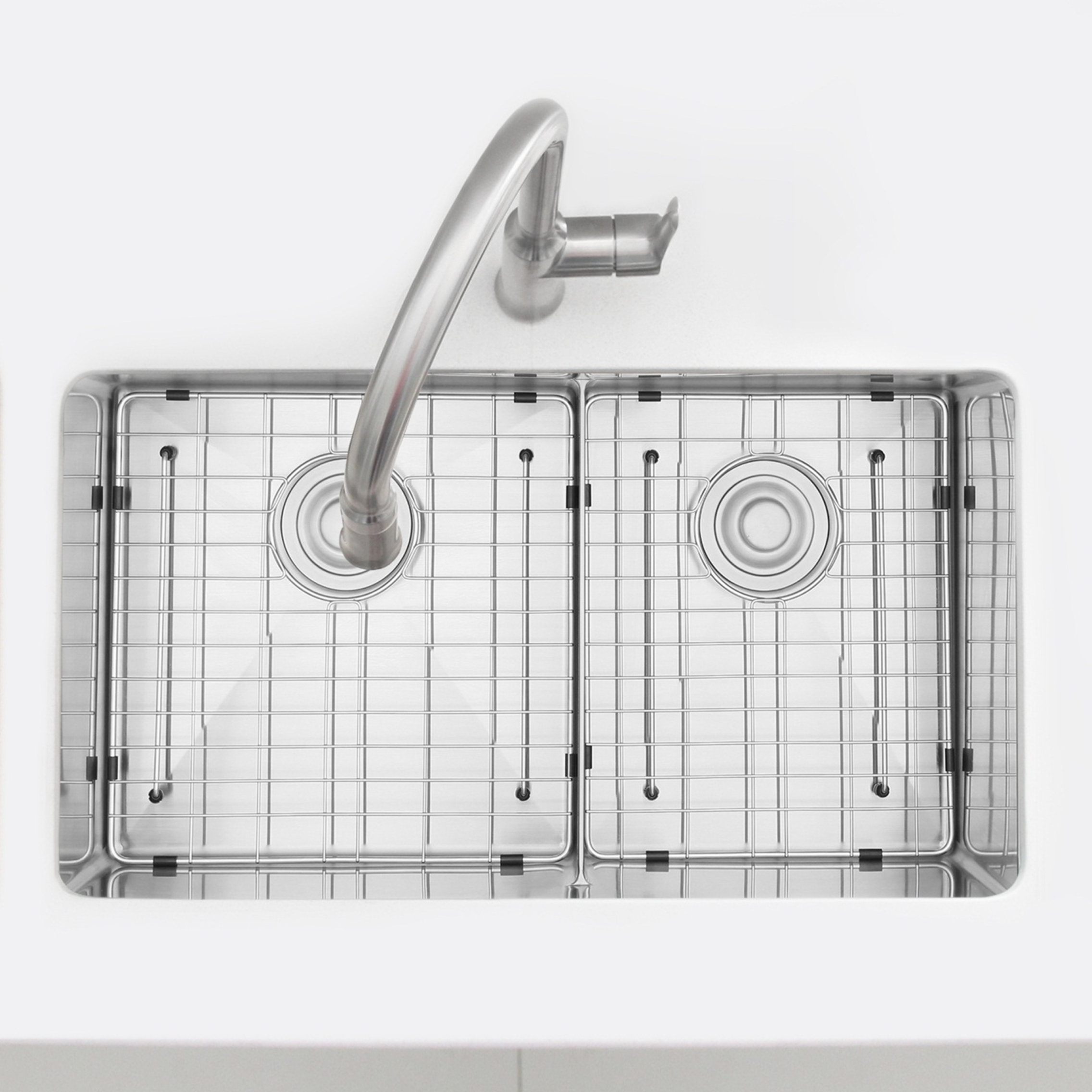 STYLISH 32" x 18" Stainless Steel Low Divider Undermount Kitchen Sink