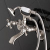 Kingston Brass 6" Adjustable Wall Mount Clawfoot Tub Faucet, Brushed Nickel