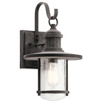 Kichler - Outdoor Wall 1-Light, 9.5"x9.5"x16.75" - River wood's modern take on this vintage-style 16.75" outdoor wall lantern gives outdoor spaces a rustic seaside vibe. Bringing together touches of nautical style and industrial charm.