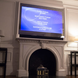 75" Bespoke TV Mirror Frame with Acoustic Material to incorporate a soundbar - Living Room Furniture