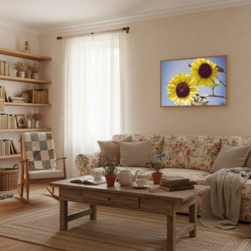 Aged Sunflowers Against Sky Cottagecore Style Wall Art