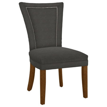 Modern Hekman Woodmark Jeanette Dining Chair With Dark Nickel Nailhead Trim