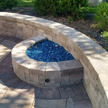 Wood Deck with Belgard Patio and Fire Pit -Gurnee, IL