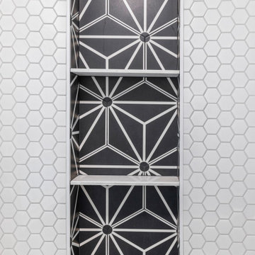 Mid-century Modern Black and White Bathroom Remodeling in Alexandria, VA