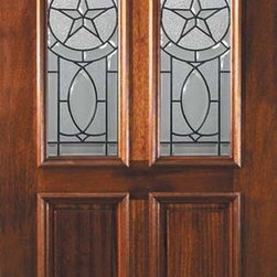 Prehung Single Door 80 Wood Mahogany Travis 2 Panel Twin Lite Glass - Front Doors