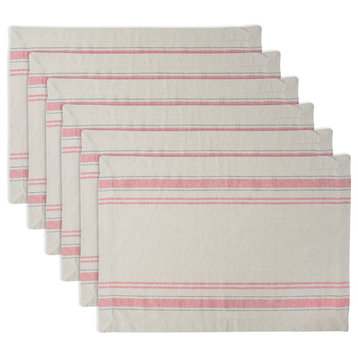 DII French Stripe Tango Red Placemat, Set of 6