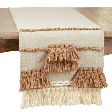 Textured Table Runner With Boho Design, 16"x72"