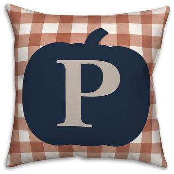 Blue Pumpkin Monogram P 18x18 Spun Poly Pillow