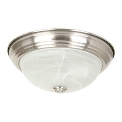 Yosemite Home Decor JK101-11SN 2-Light Flush Mount with Marble Glass Shade, Sati - Flush-mount Ceiling Lighting