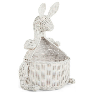 Kangaroo Wicker Storage Basket, White