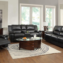 Lee Black Reclining 3 PC Sofa Set (Sofa, Love Seat and Recliner) - Living Room Furniture Sets