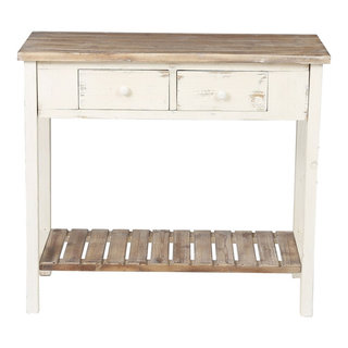 Pemberly Row Rustic Wood Console Entryway Table in Off White and ...