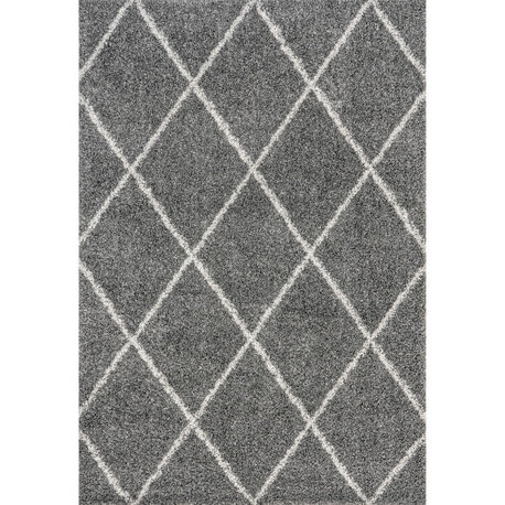Nuloom Easy Shag Lattice Area Rug, Dark Grey 5'3"x7'6"