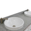 61" Double Sink Vanity, White Finish And Gray Granite And Round Sink